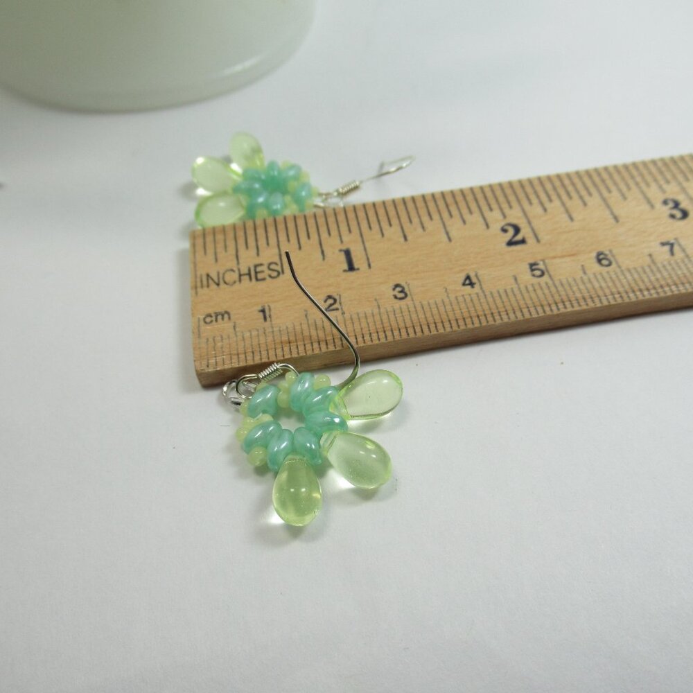 Handmade Uranium glass drop bead earrings - Picture 4 of 10